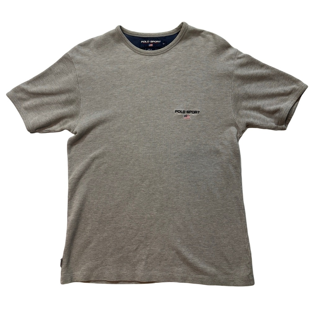 Polo Sport Ralph Lauren T-Shirt Men M Gray Excellent Embroidered Logo Cotton